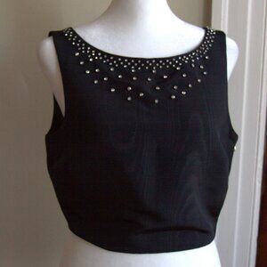 NWT LoveShackFancy Kanoa Black Sleeveless Crop Top Rhinestone Romantic